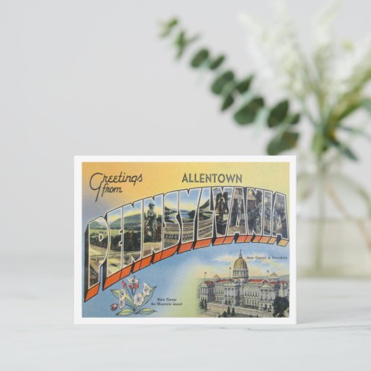 Groeten uit Allentown, Pennsylvania Travel Briefkaart (Staand voorkant)