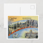 Groeten uit Allentown, Pennsylvania Travel Briefkaart (Voorkant / Achterkant)