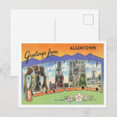Groeten uit Allentown, Pennsylvania Travel Briefkaart (Voorkant / Achterkant)