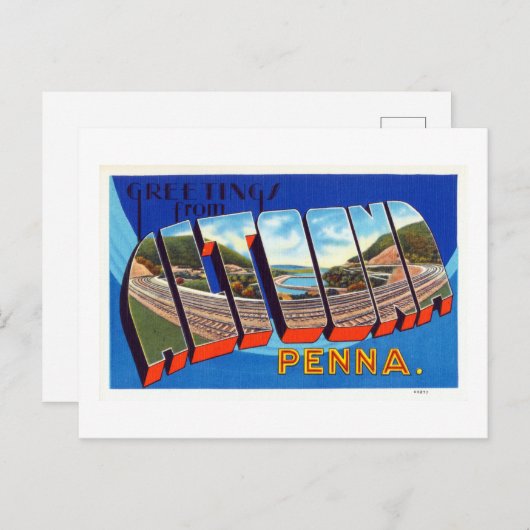 groeten uit Altoona Pennsylvania Briefkaart (Voorkant / Achterkant)