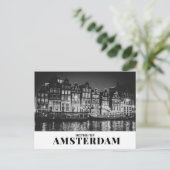 Groeten uit Amsterdam Black & White Night Briefkaart (Staand voorkant)