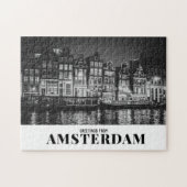 Groeten uit Amsterdam Black & White Night Legpuzzel (Horizontaal)