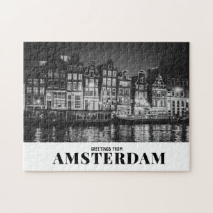 Groeten uit Amsterdam Black & White Night Legpuzzel