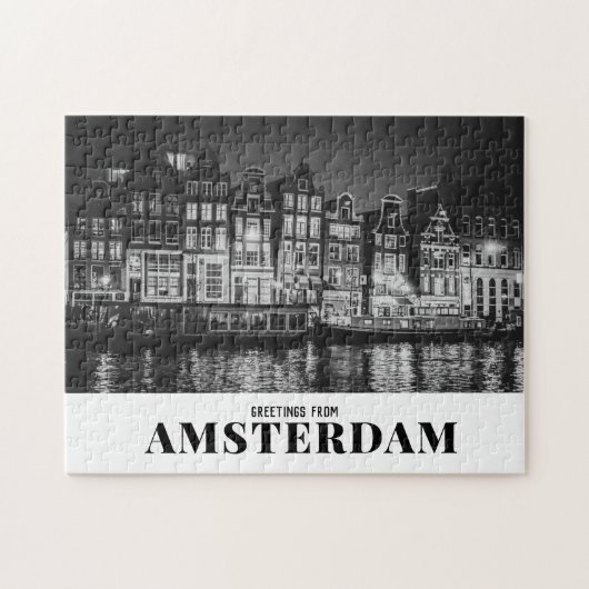 Groeten uit Amsterdam Black & White Night Legpuzzel (Horizontaal)