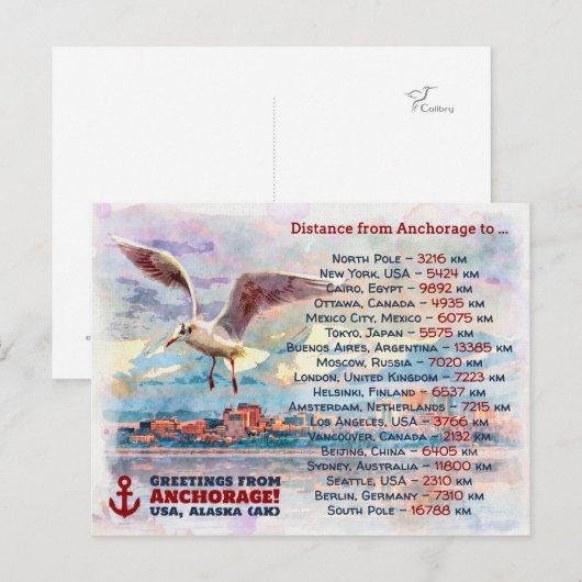 Groeten uit Anchorage - schilderij van Waterverf Briefkaart (Voorkant / Achterkant)