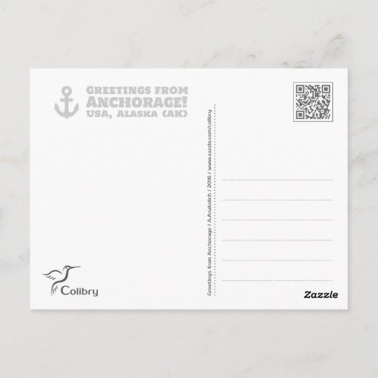 Groeten uit Anchorage - schilderij van Waterverf Briefkaart (Achterkant)