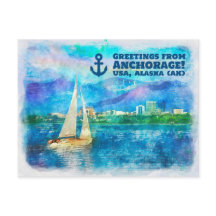 Groeten uit Anchorage - schilderij van Waterverf