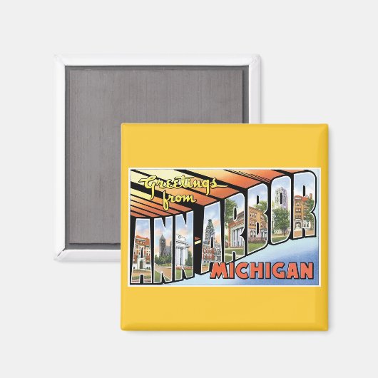 Groeten uit Ann Arbor, Michigan! Magneet (Voorkant / Achterkant)