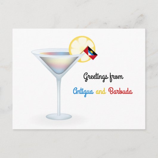 Groeten uit Antigua en Barbuda Cocktail Kaart (Voorkant)