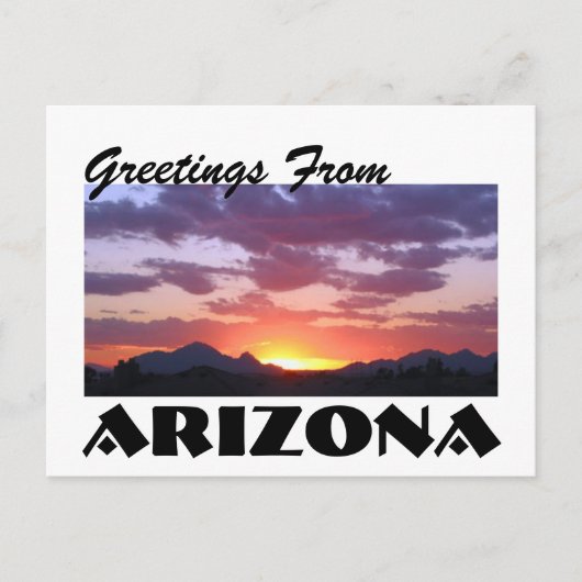 Groeten uit Arizona! Desert Mountain Sunset Briefkaart (Voorkant)
