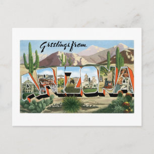 Groeten uit Arizona! Retro Catcus Desert Briefkaart