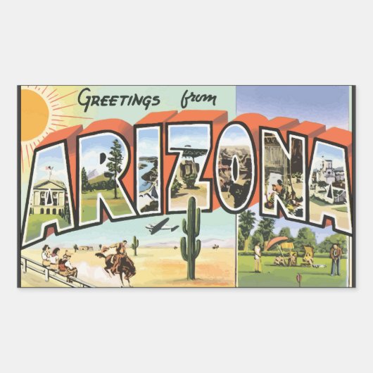 Groeten uit Arizona, Vintage Rechthoekige Sticker (Voorkant)