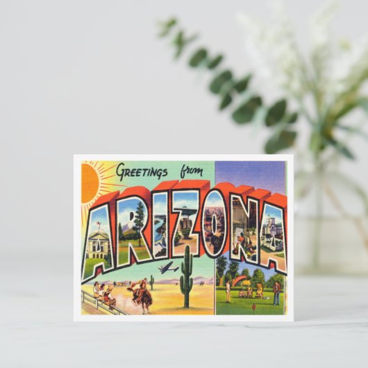 Groeten uit Arizona Vintage Travel Briefkaart (Staand voorkant)