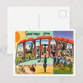Groeten uit Arizona Vintage Travel Briefkaart (Voorkant / Achterkant)