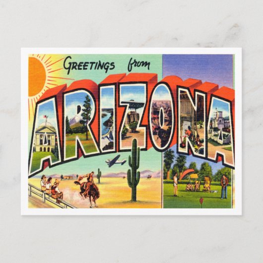 Groeten uit Arizona Vintage Travel Briefkaart (Voorkant)