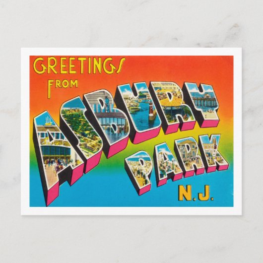 Groeten uit Asbury Park, New York Travel Briefkaart (Voorkant)