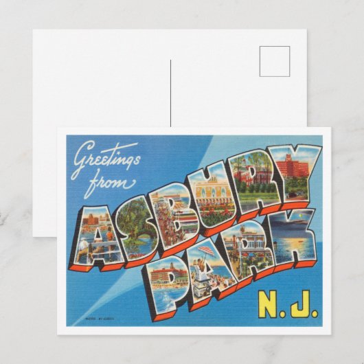 Groeten uit Asbury Park, New York Travel Briefkaart (Voorkant / Achterkant)