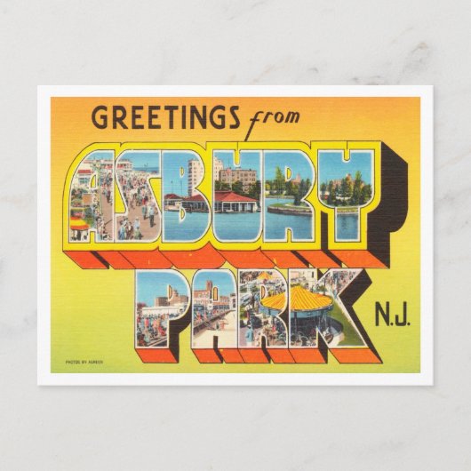 Groeten uit Asbury Park, New York Travel Briefkaart (Voorkant)