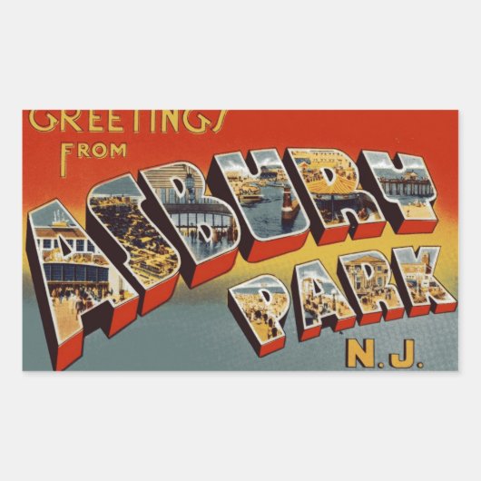 Groeten uit Asbury Park NJ Rechthoekige Sticker (Voorkant)