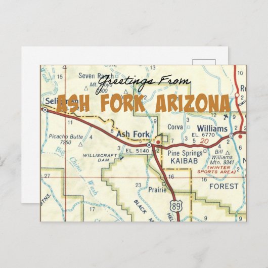 Groeten uit Ash Fork Arizona Briefkaart (Voorkant / Achterkant)
