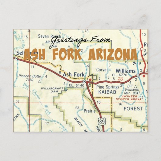 Groeten uit Ash Fork Arizona Briefkaart (Voorkant)