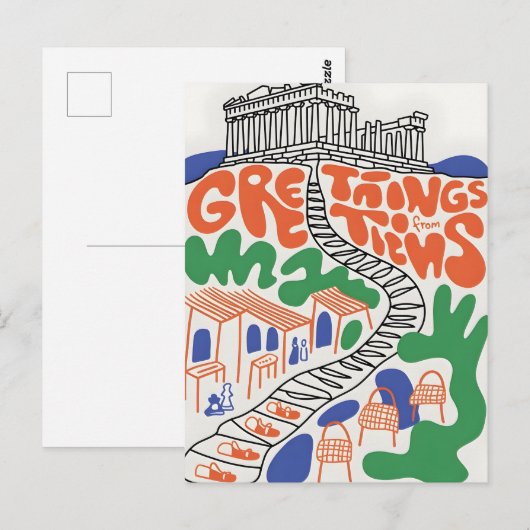 Groeten uit Athene stad Briefkaart (Voorkant / Achterkant)