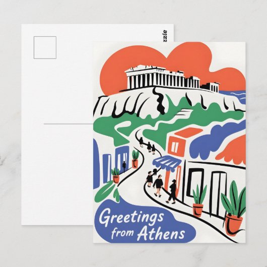 Groeten uit Athene stad Briefkaart (Voorkant / Achterkant)
