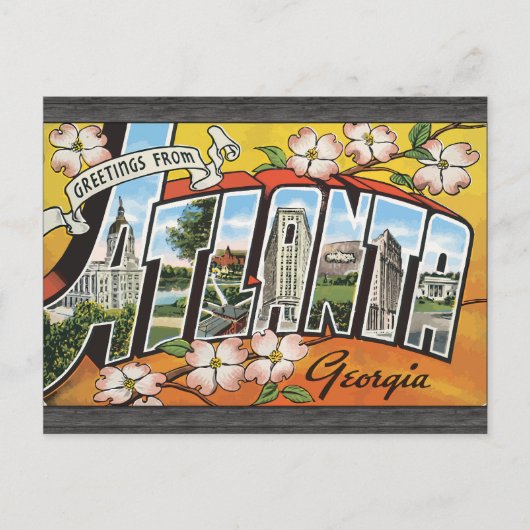Groeten uit Atlanta Georgia, Vintage Briefkaart (Voorkant)