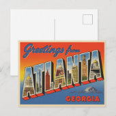 Groeten uit Atlanta, Georgia Vintage Briefkaart (Voorkant / Achterkant)