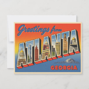 Groeten uit Atlanta, Georgia Vintage Briefkaart