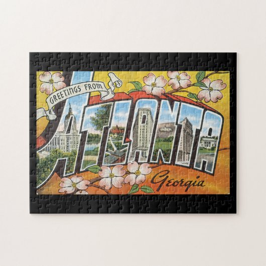 Groeten uit Atlanta Georgia_Vintage Travel Legpuzzel (Horizontaal)