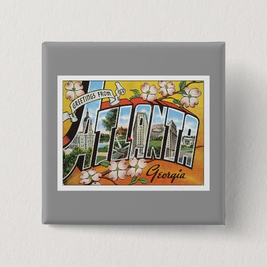Groeten uit Atlanta Vierkante Button 5,1 Cm (Voorkant)