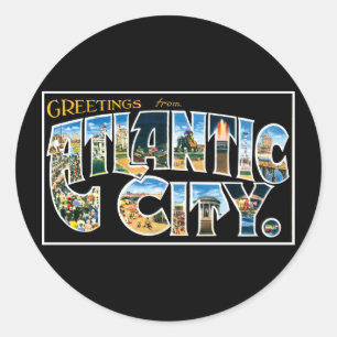 Groeten uit Atlantic City! Ronde Sticker