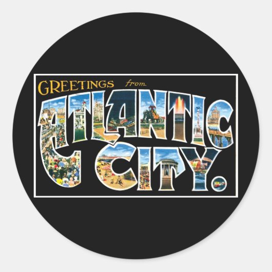 Groeten uit Atlantic City! Ronde Sticker (Voorkant)