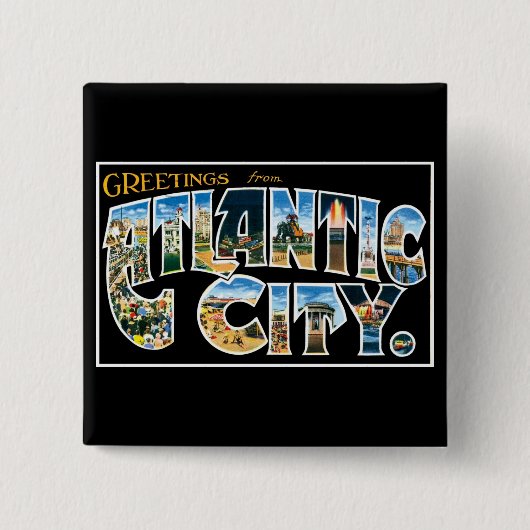 Groeten uit Atlantic City! Vierkante Button 5,1 Cm (Voorkant)