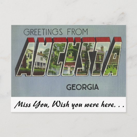 Groeten uit Augusta, Georgia Briefkaart (Voorkant)