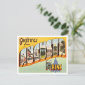 Groeten uit Augusta, Maine Vintage Travel Briefkaart (Staand voorkant)