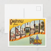 Groeten uit Augusta, Maine Vintage Travel Briefkaart (Voorkant / Achterkant)