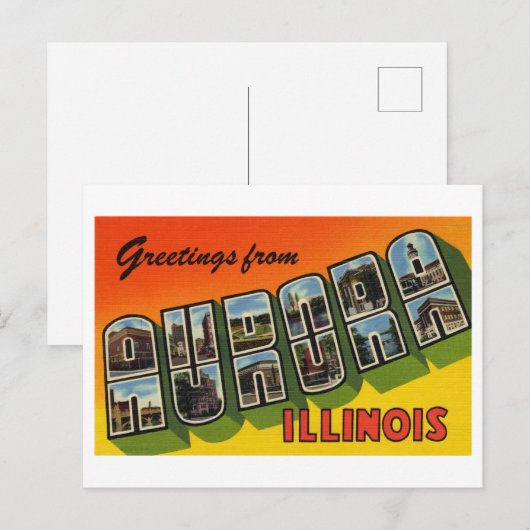  groeten uit Aurora, Illinois Briefkaart (Voorkant / Achterkant)