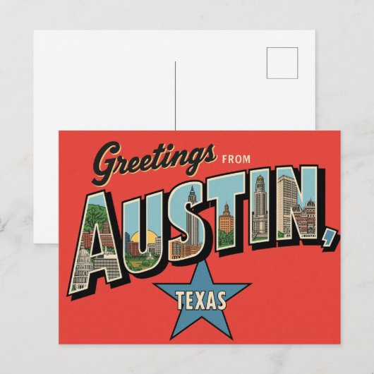  "Groeten uit Austin, Texas" Briefkaart (Voorkant / Achterkant)