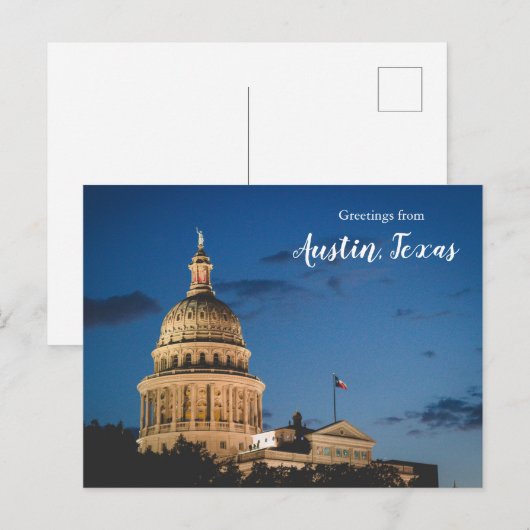 Groeten uit Austin Texas Briefkaart Capitol (Voorkant / Achterkant)