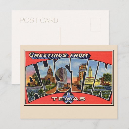Groeten uit Austin Texas Large Letter Briefkaart (Voorkant / Achterkant)