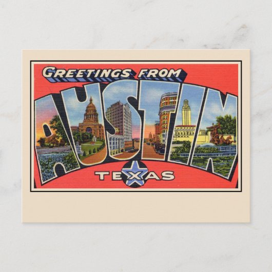 Groeten uit Austin Texas Large Letter Briefkaart (Voorkant)