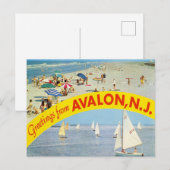 Groeten uit Avalon, New Jersey Vintage Travel Briefkaart (Voorkant / Achterkant)