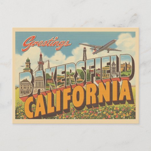  "Groeten uit Bakersfield, Californië" Briefkaart (Voorkant)