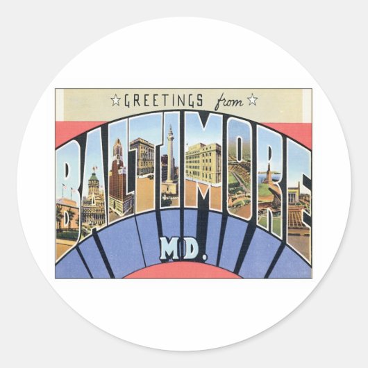 Groeten uit Baltimore Maryland Ronde Sticker (Voorkant)
