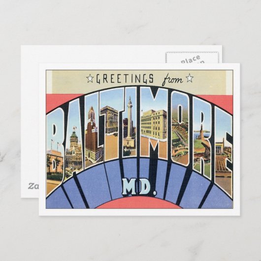 Groeten uit Baltimore Maryland USA Briefkaart (Voorkant / Achterkant)