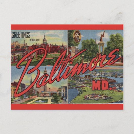 Groeten uit Baltimore MD Briefkaart (Voorkant)