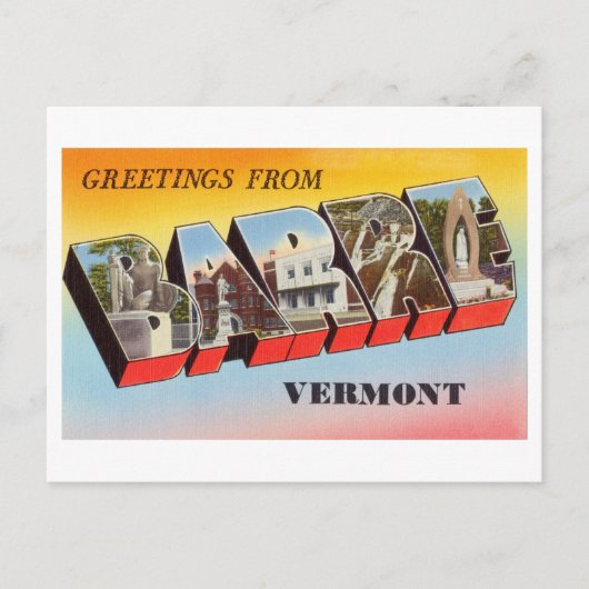 groeten uit Barre, Vermont Briefkaart (Voorkant)
