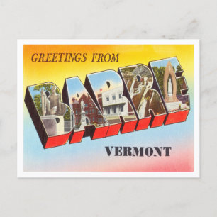 Groeten uit Barre, Vermont Vintage Travel Briefkaart